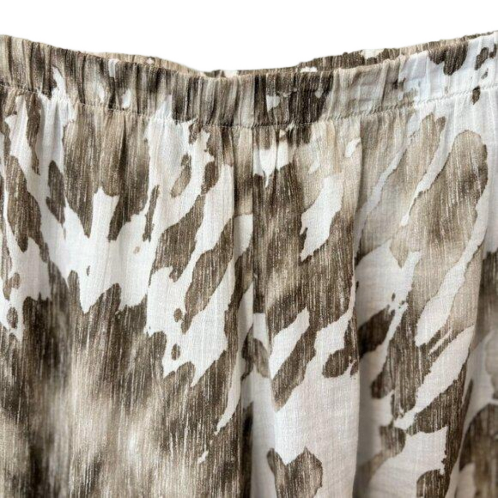 Bryn Walker wide leg flowing Pants. Beige, Brown & Cream, elastic waist Size MED - Picture 3 of 6